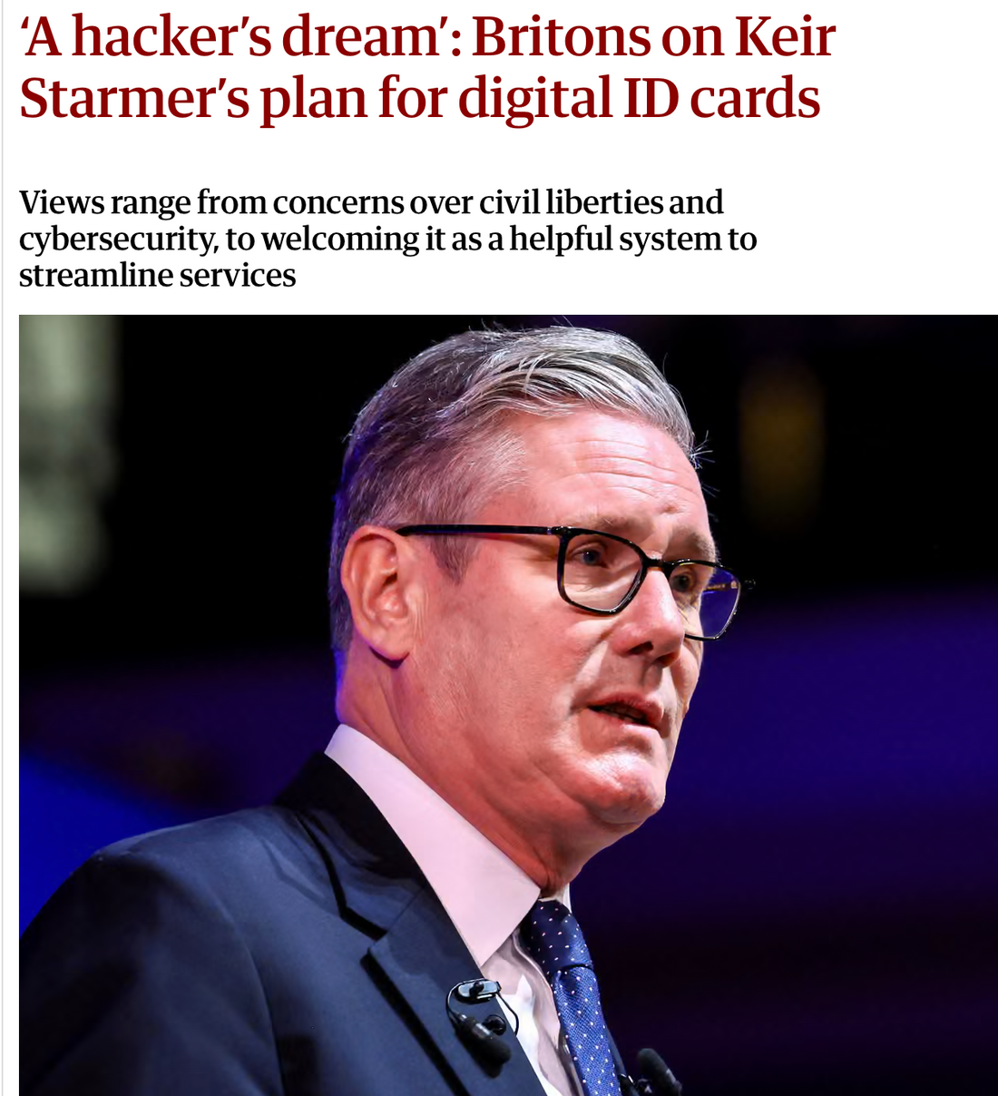 'A hacker’s dream’: Britons on Keir Starmer’s plan for digital ID cards